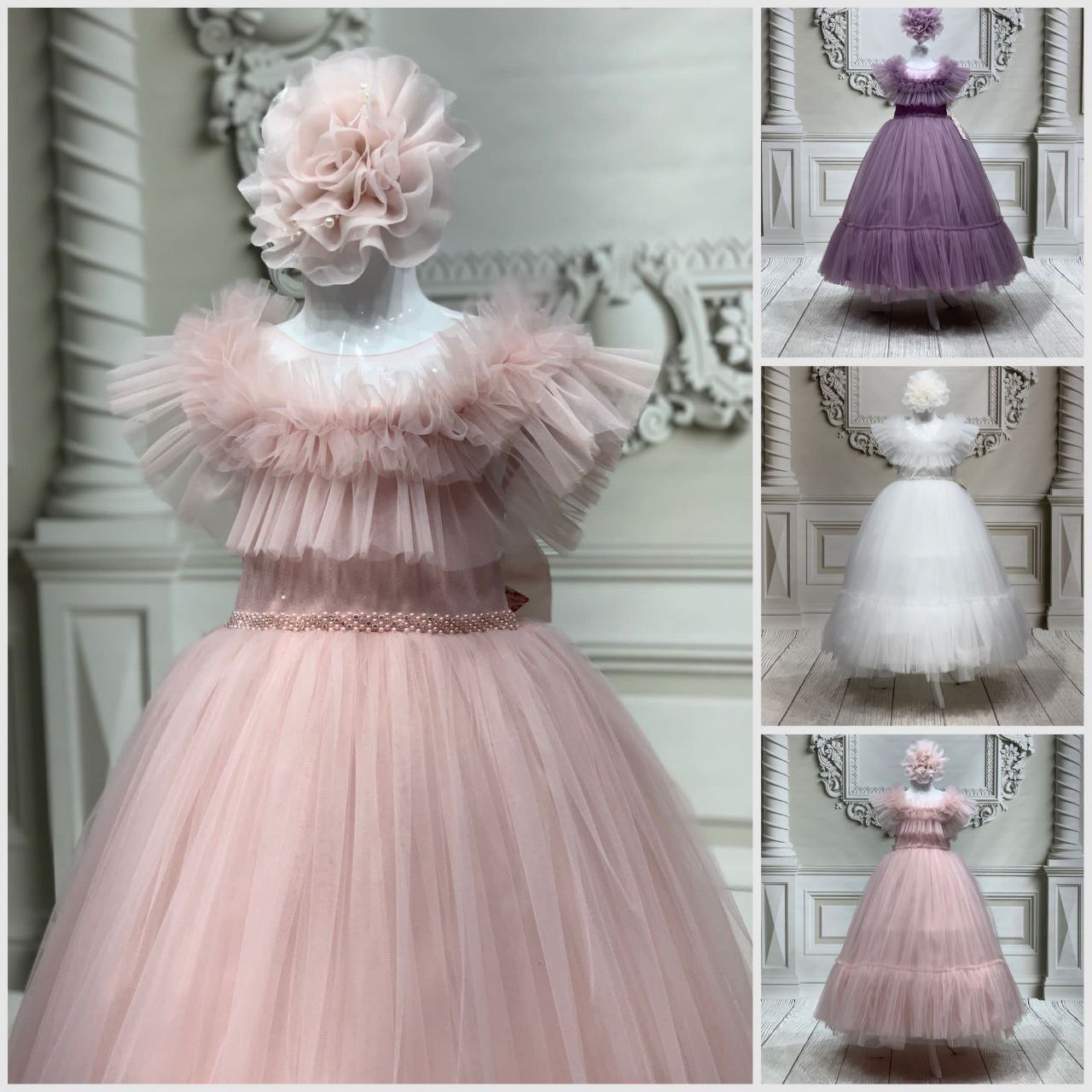 Elegant tyllkjole i pudderrosa