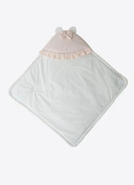 Babysvøp med hette og sløyfe – 75 × 75 cm