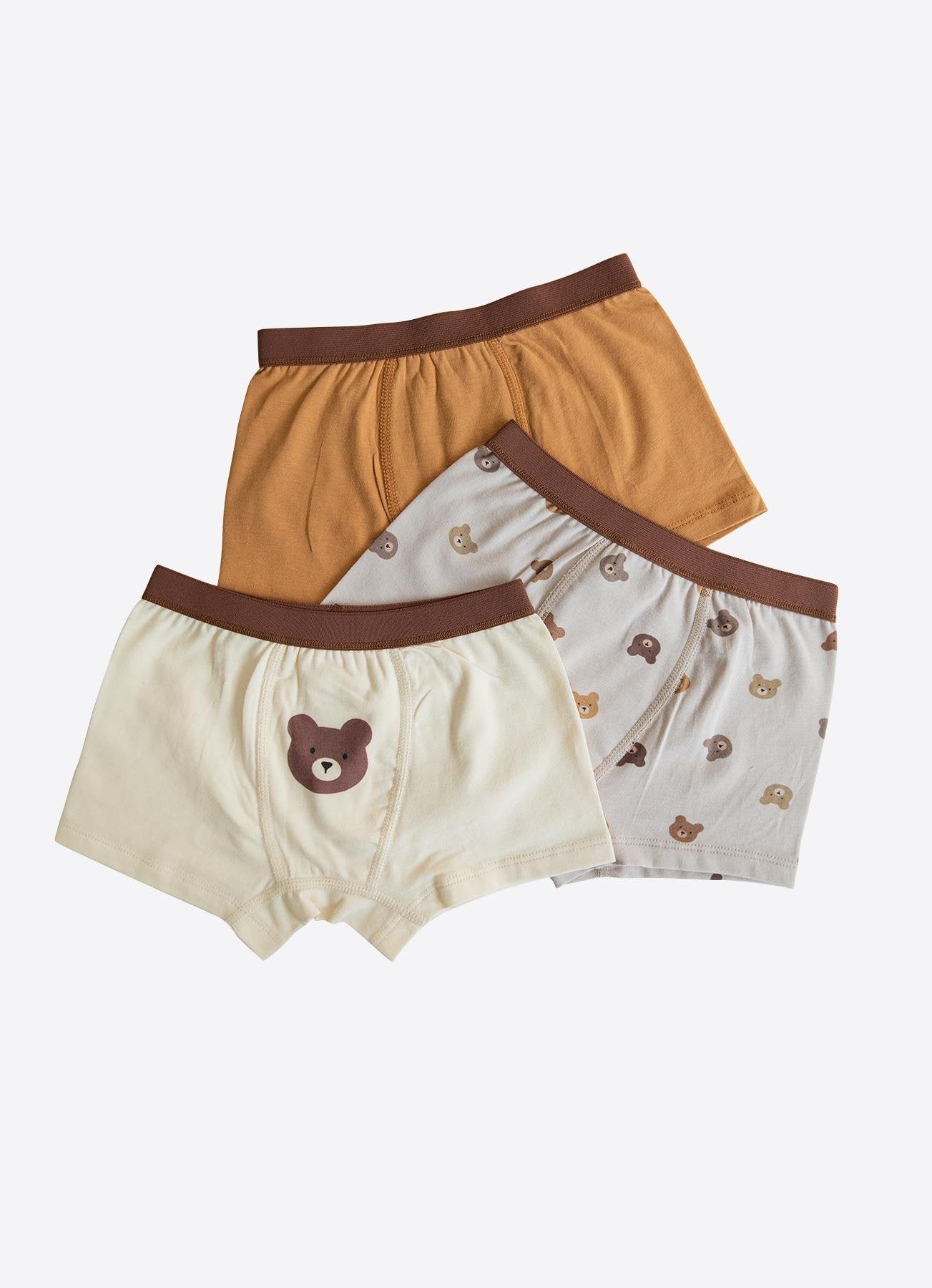 Organic Bear 3-pakning boksershorts brun