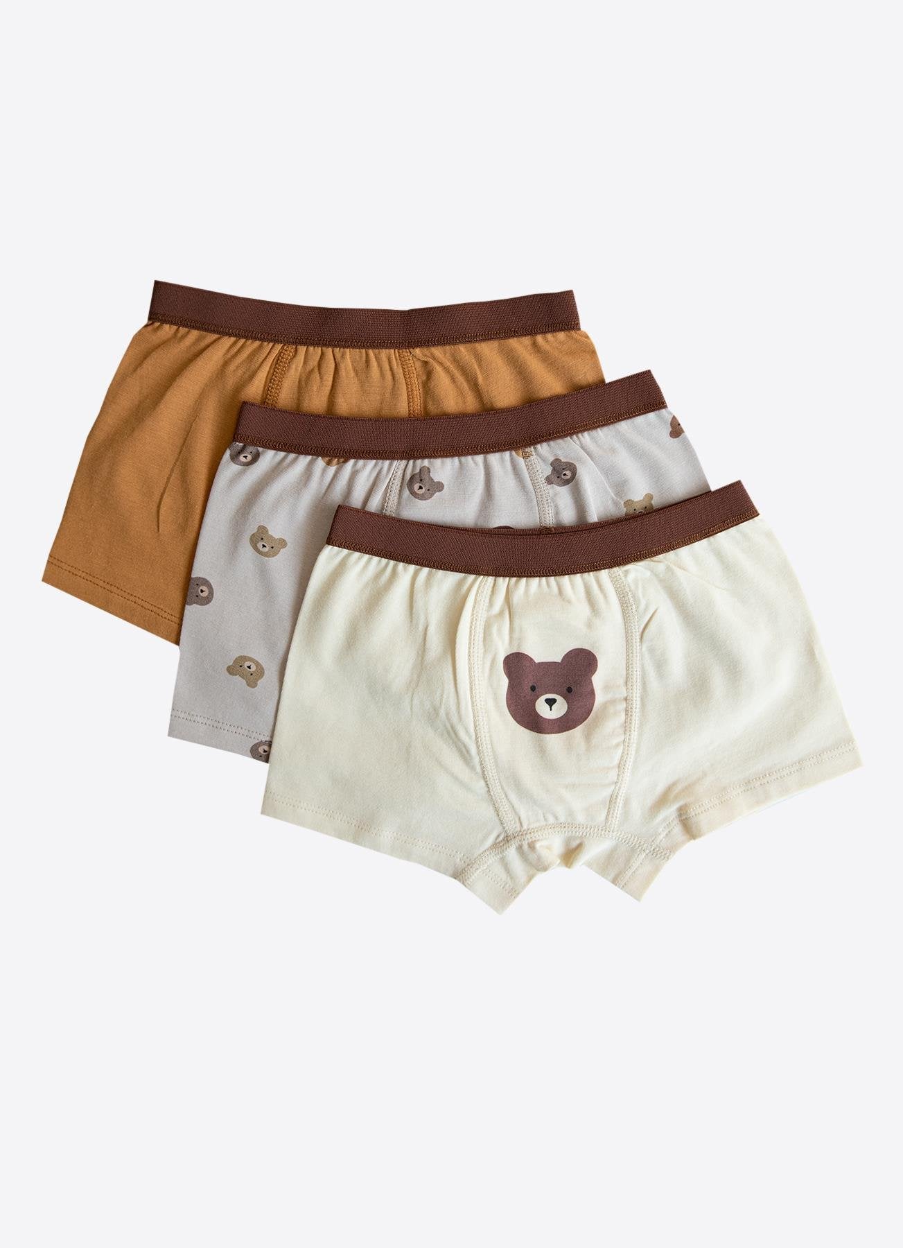 Organic Bear 3-pakning boksershorts brun