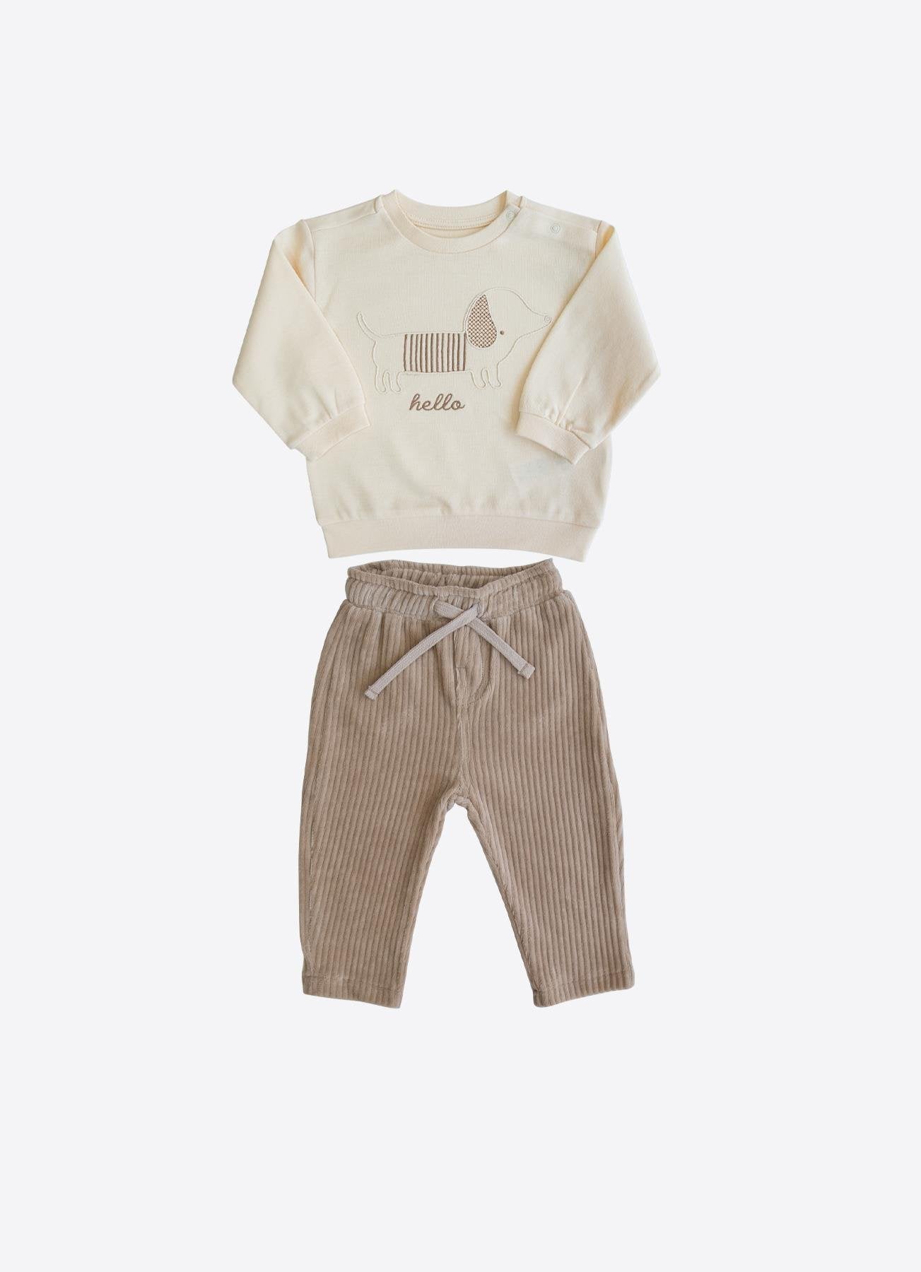 Organisk Elvis 2-delt sett beige