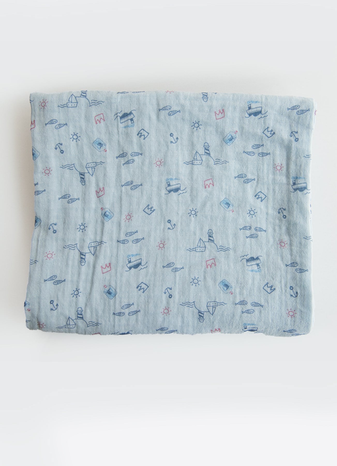 Organisk Marina Muslin Teppe S60788-BLÅ