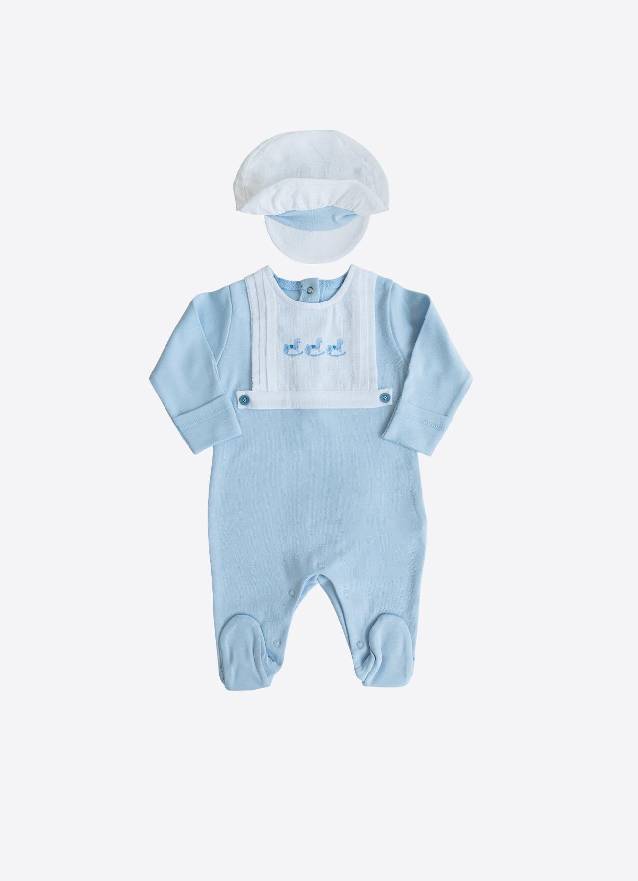 Økologisk My Toy-lue og -kjeledress i blått