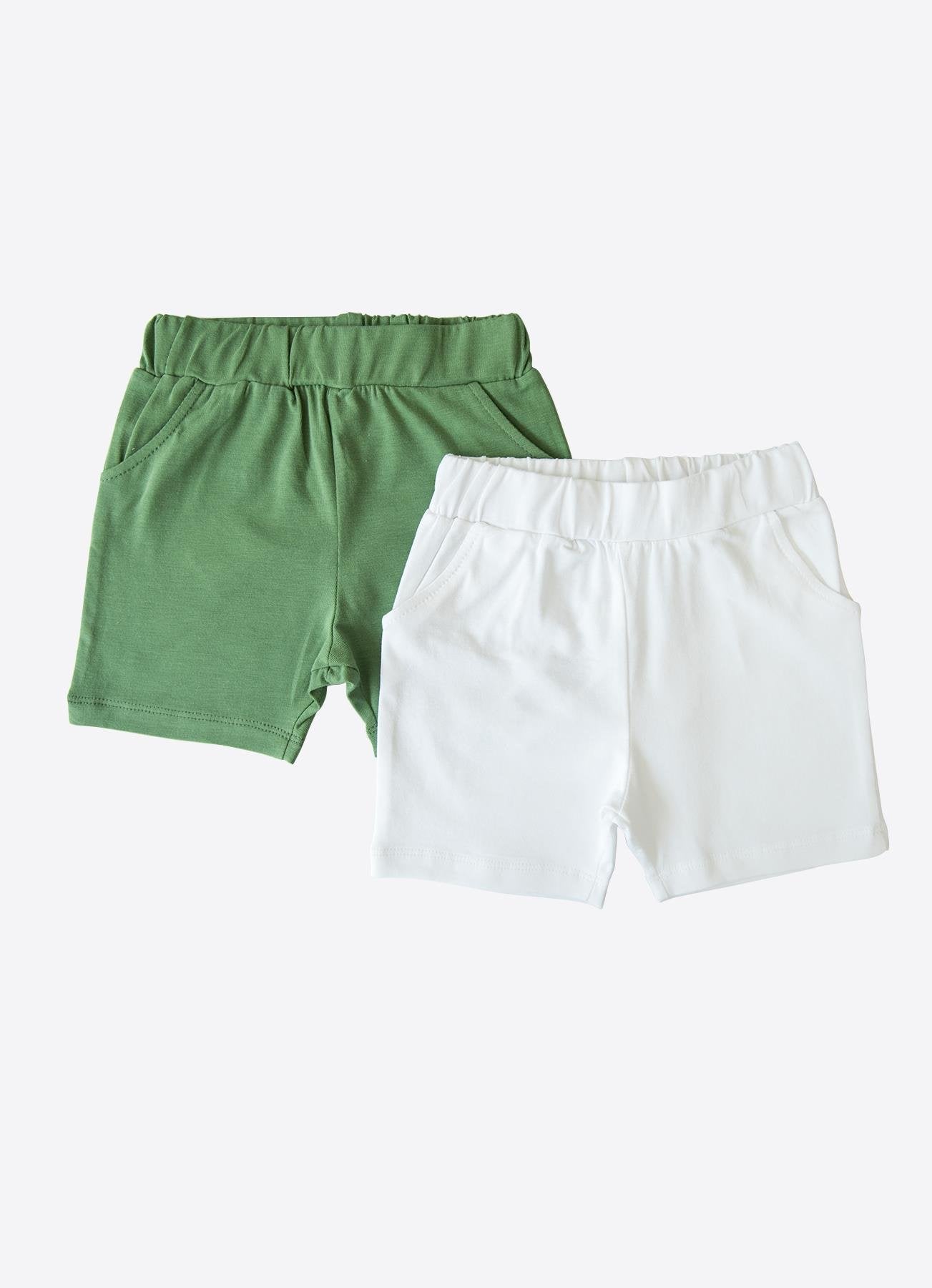 Økologiske Saurus 2-pakning shorts hvit grønn