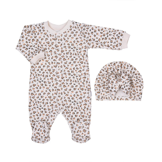 Økologisk Nicole Leopard jumpsuit med sløyfe