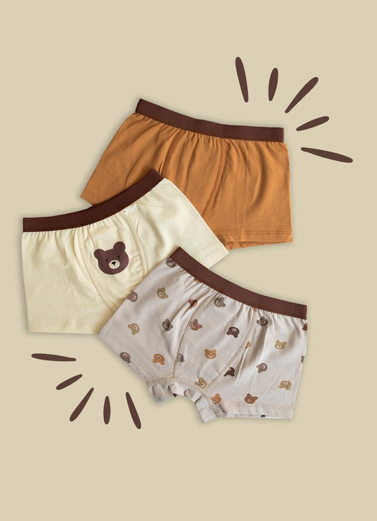 Organic Bear 3-pakning boksershorts brun