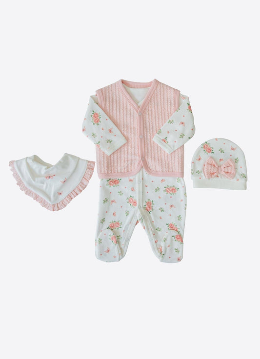 Økologisk Dream Big 4-delt jumpsuit-sett rosa