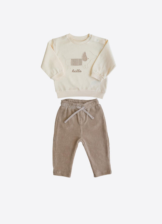 Organisk Elvis 2-delt sett beige
