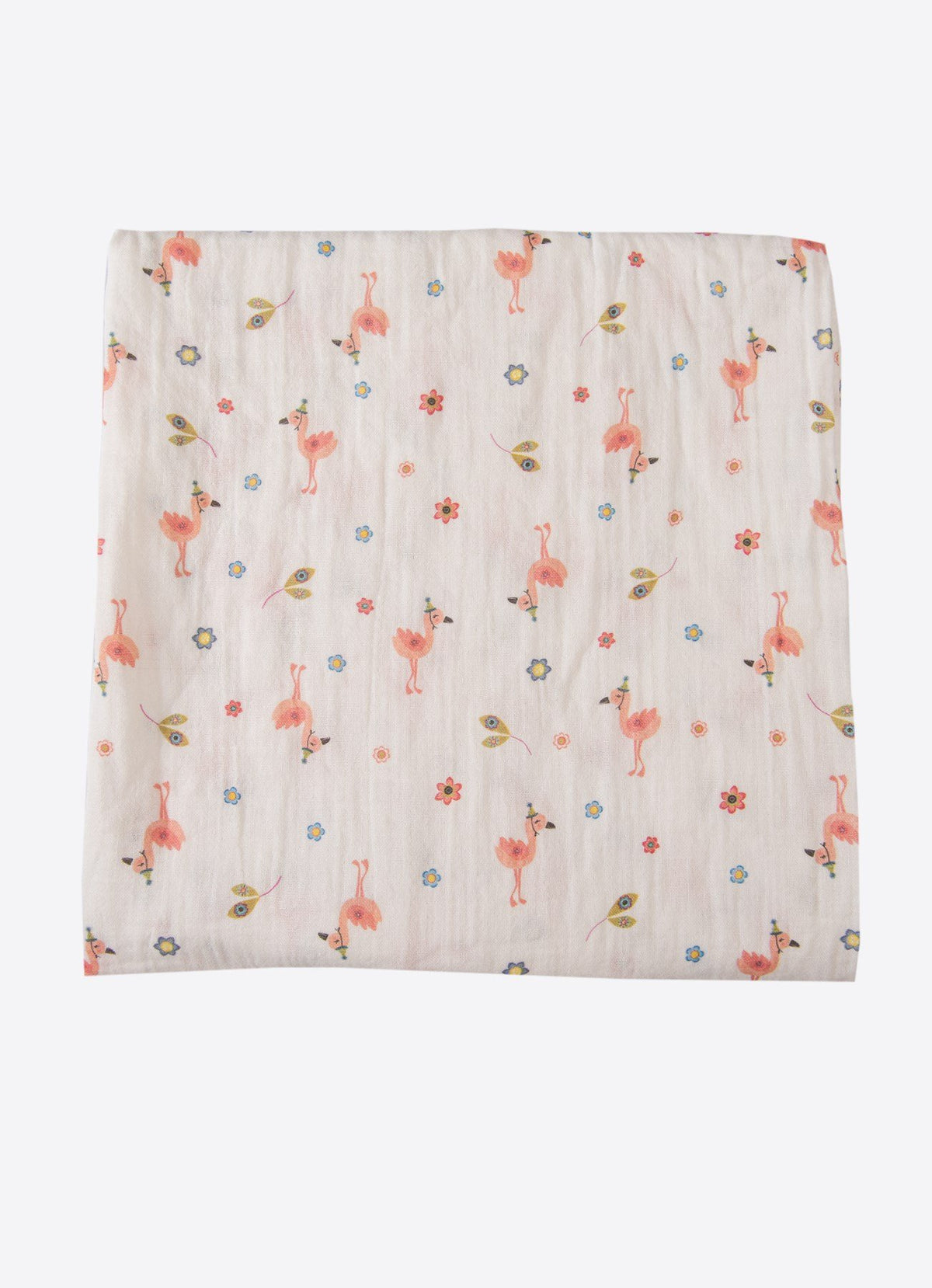 Økologisk Flamingo Muslin Teppe Hvitt 110*115