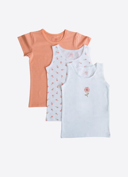 Organik Flowers 3-pakning Tanktopp Oransje