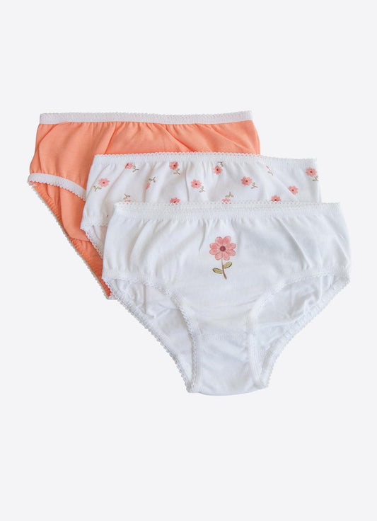 Organic Flowers 3-pakning truser oransje