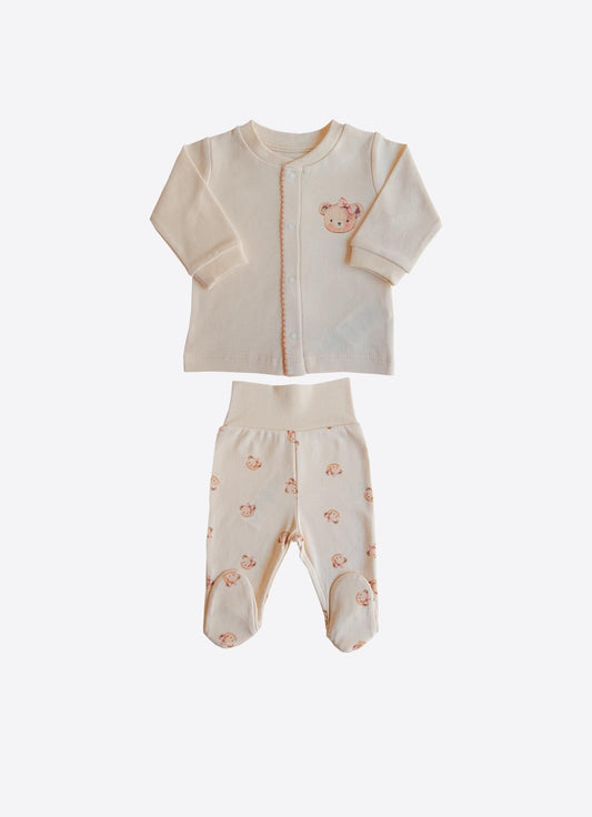 Organisk Kate Front Snap 2-delt sett Naturfarget (S60552-NATURLIG)