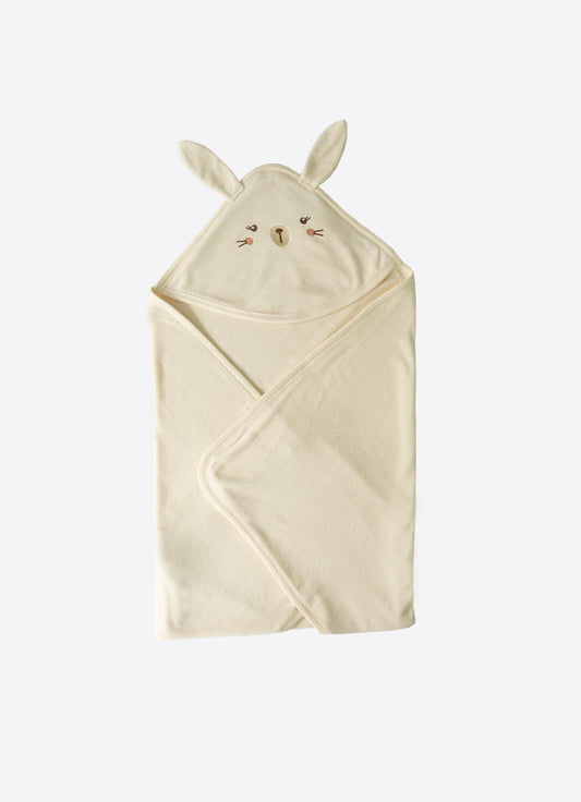 Organisk Little Bunny Badehåndkle Baby m/ Hette | 85×95 cm – 100% Øko Bomull