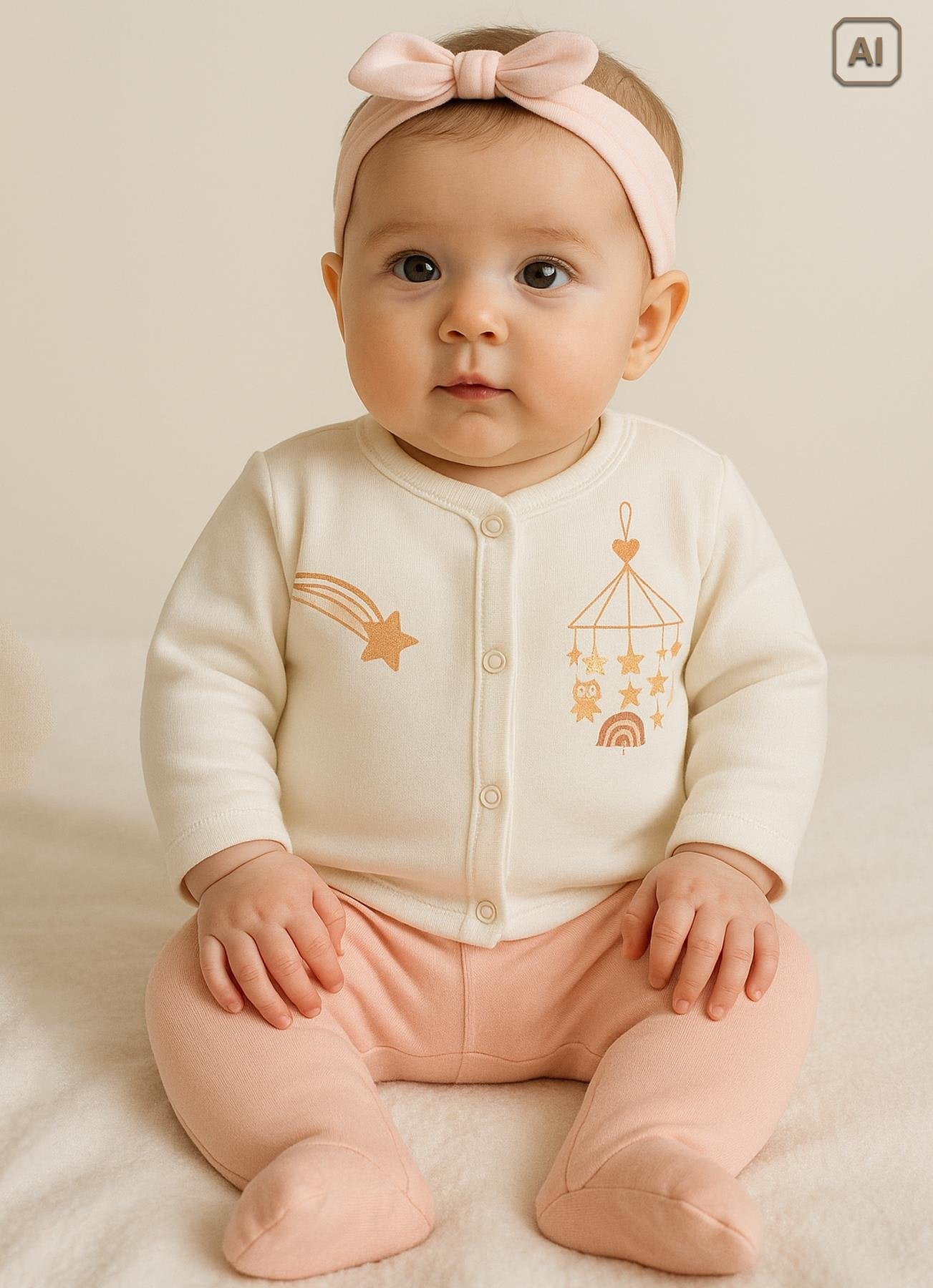 Organic Star 2-delt sett, ecru (S59140-EKRU)