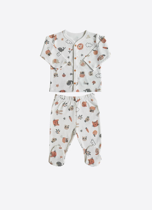 Organisk Woodland Front Snap 2-delt sett S60585-ECRU